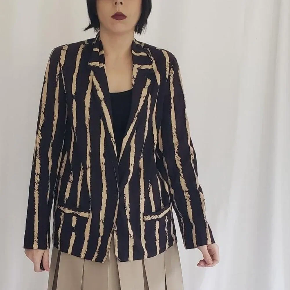 80s Black and Tan Unlined‎ Blazer